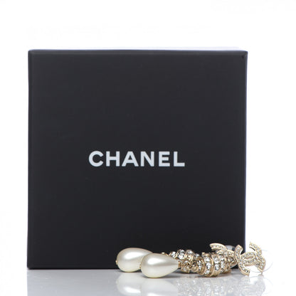 Chanel Crystal CC Pearl Drop Earrings Gold 5 of 5