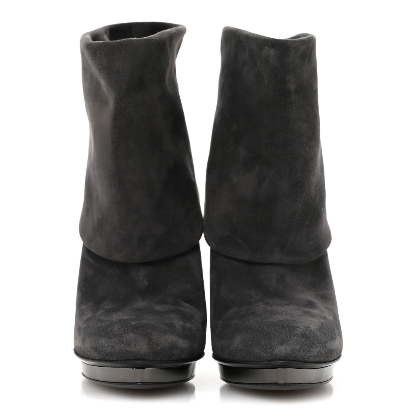 Suede Platform Foldover Ankle Boots 35 Grey