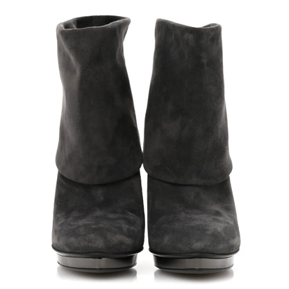 Gucci Suede Platform Foldover Ankle Boots 35 Grey 3 of 9