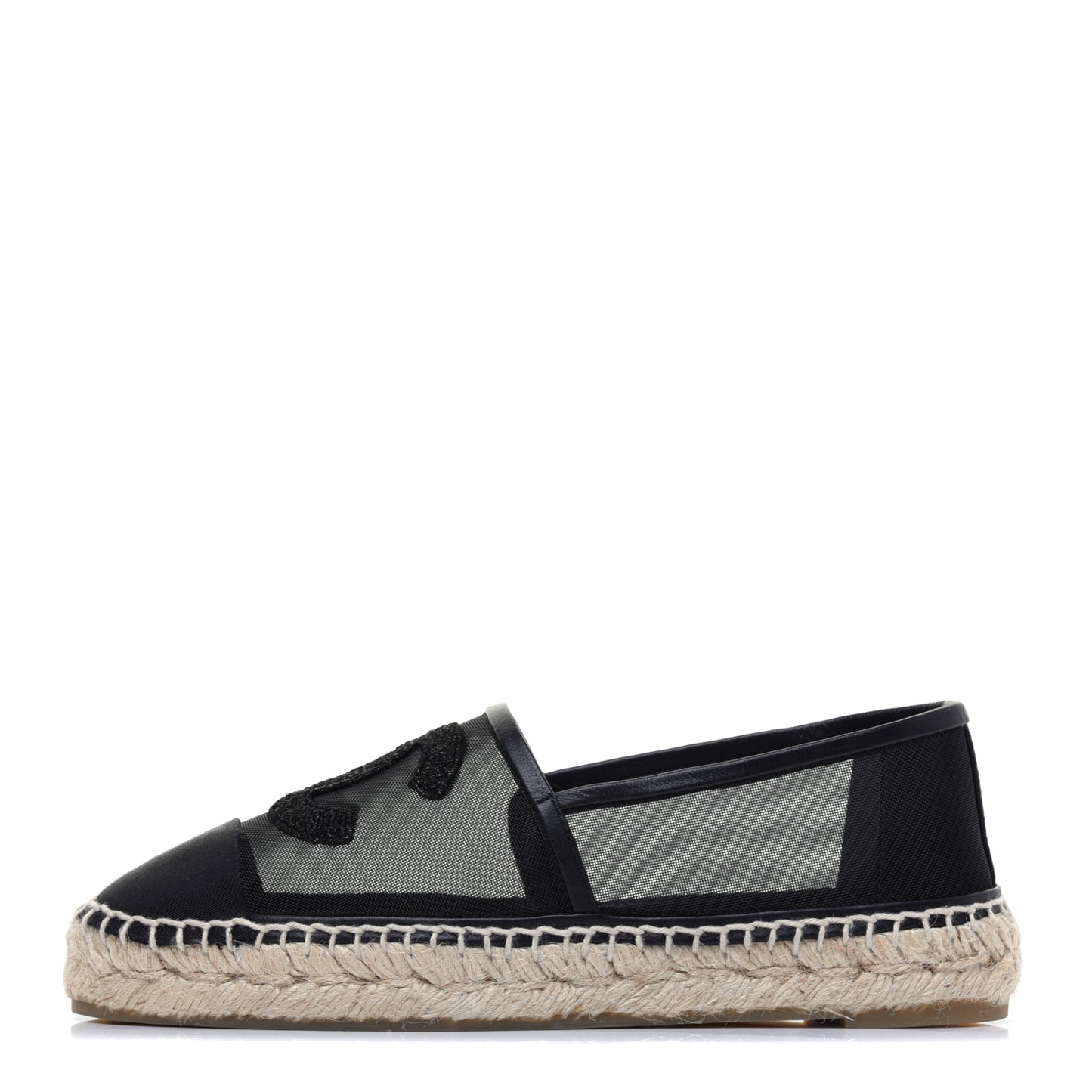 Mesh Grosgrain CC Espadrilles 36 Black