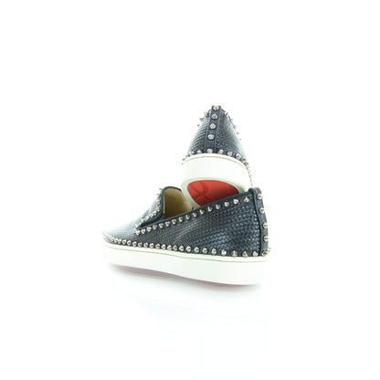 Christian Louboutin Mens Leather Studded Pik Boat Flat Calf Loafers 42.5 Black 4 of 8