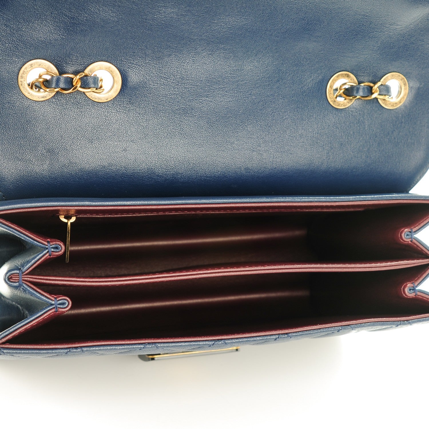 Chanel Sheepskin Quilted Large Beauty Lock Flap Navy Blue 5 of 7