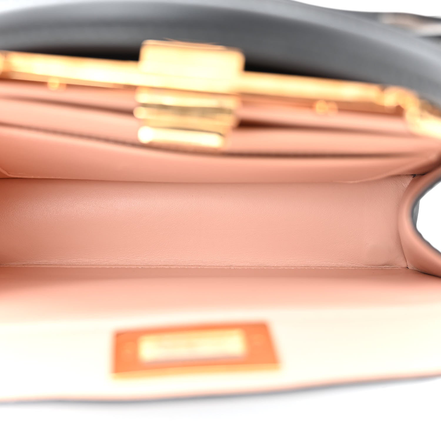 Fendi Vitello Seta Nappa Bi-Color Small Peekaboo I SEE U Satchel Black Light Rose Tortora 6 of 11