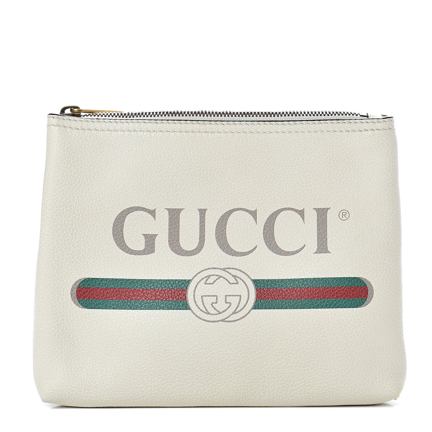 Pebbled Calfskin Medium Logo Portfolio Clutch White
