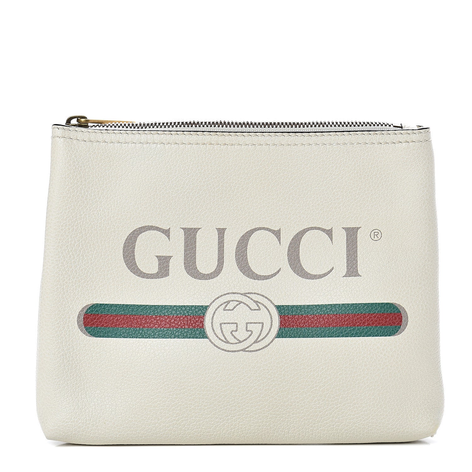 Gucci Pebbled Calfskin Medium Logo Portfolio Clutch White 1 of 6