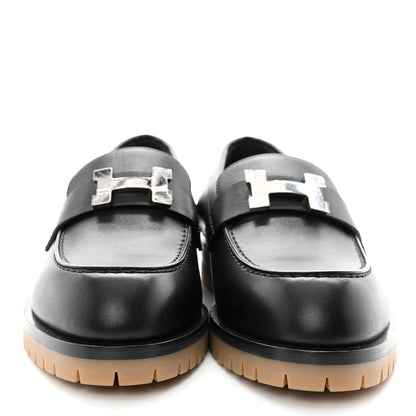 Hermes Calfskin Womens Faubourg Loafers 37 Black 3 of 7