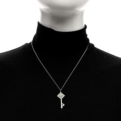 Tiffany Platinum Diamond Small Checkerboard Key Pendant Necklace 3 of 5