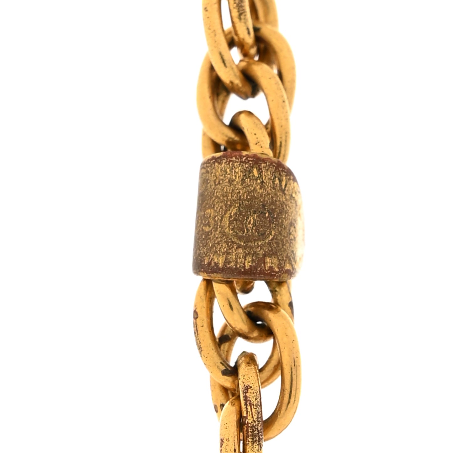 Metal Textured CC Chain Pendant Necklace Gold