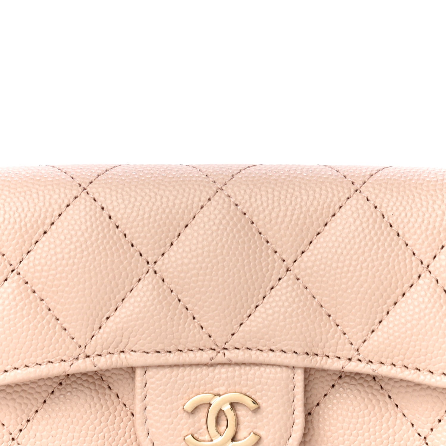 Chanel Caviar Quilted Flap Card Holder Wallet Beige 9 of 12