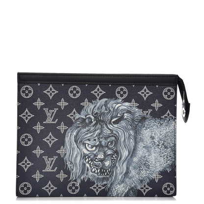 Louis Vuitton Savane Monogram Chapman Lion Pochette Voyage MM Ink 1 of 7