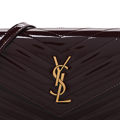 Saint Laurent Patent Calfskin Matelasse Chevron Monogram Envelope Chain Wallet Dark Red Wine 8 of 10
