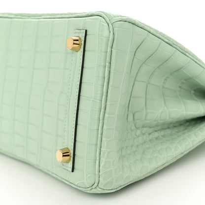Hermes Matte Alligator Birkin 25 Vert D'eau 10 of 13