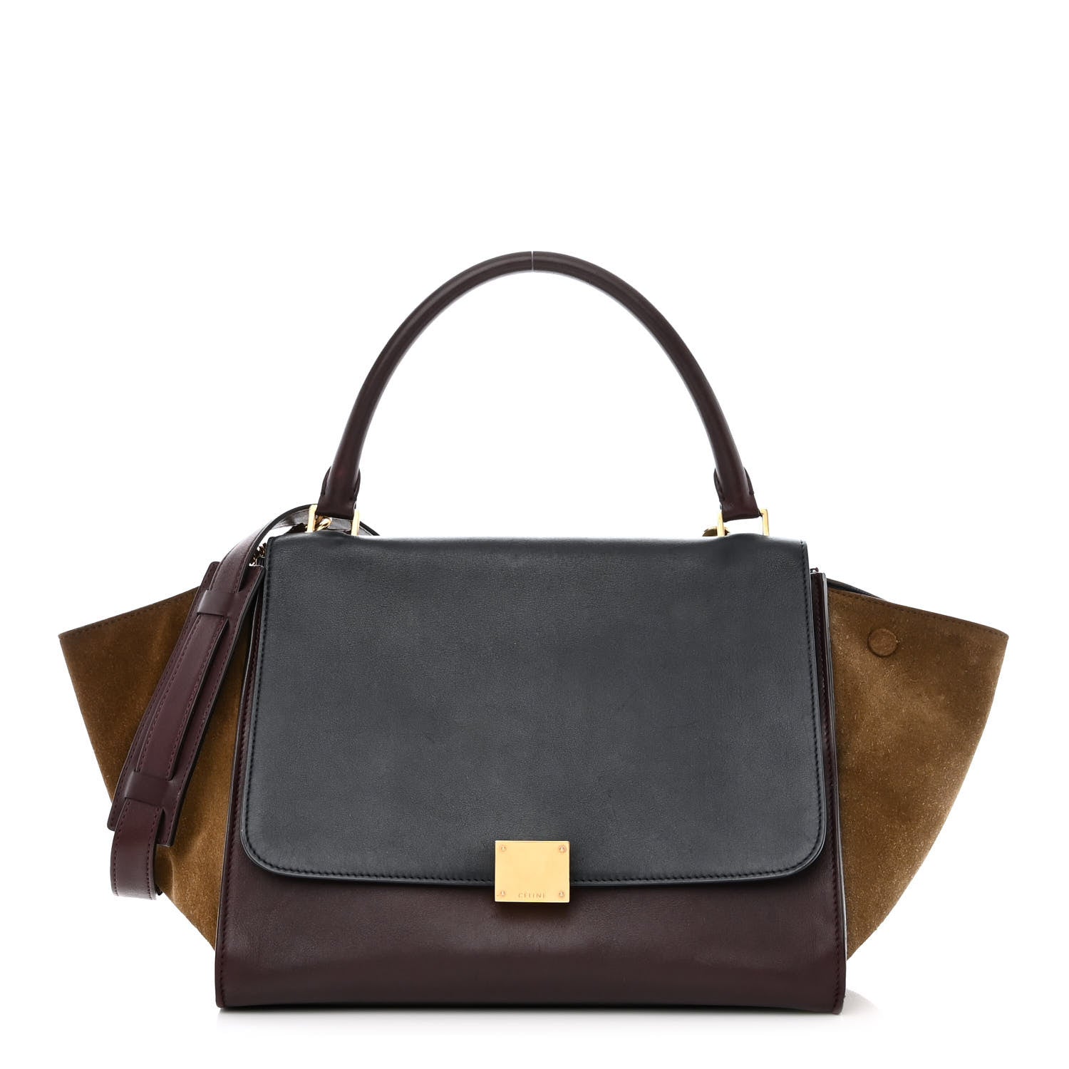 Celine Calfskin Suede Tri-Color Medium Trapeze Burgundy 1 of 10