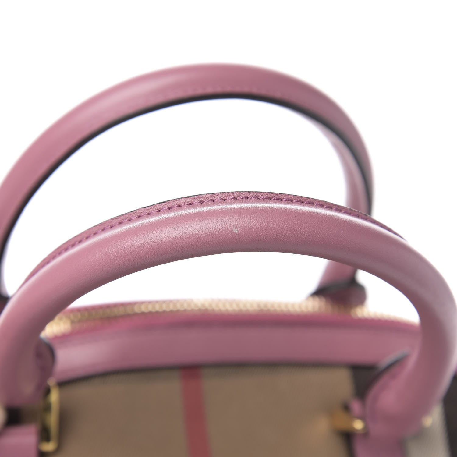 Burberry Bridle Calfskin House Check Small Orchard Bowling Bag Pink 8 of 11