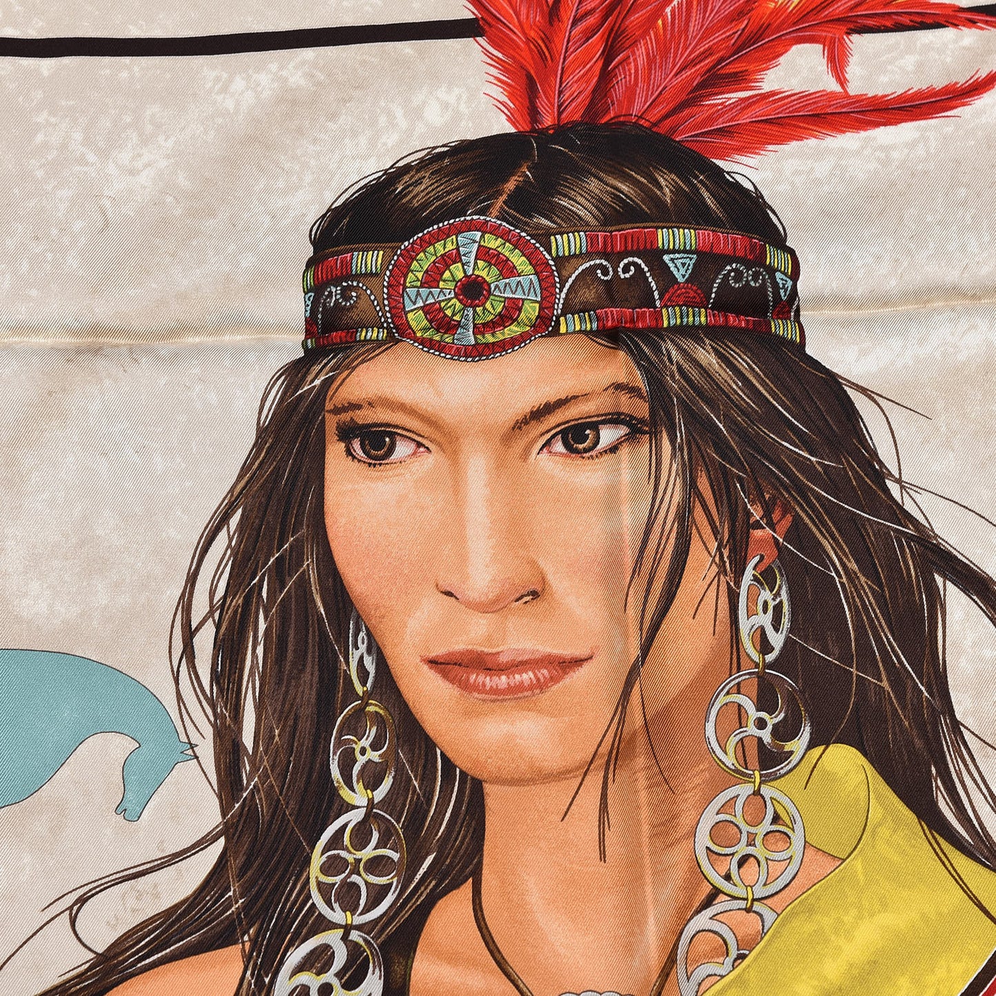 Silk Wako Ni Scarf 90 Jaune Vert Rouge