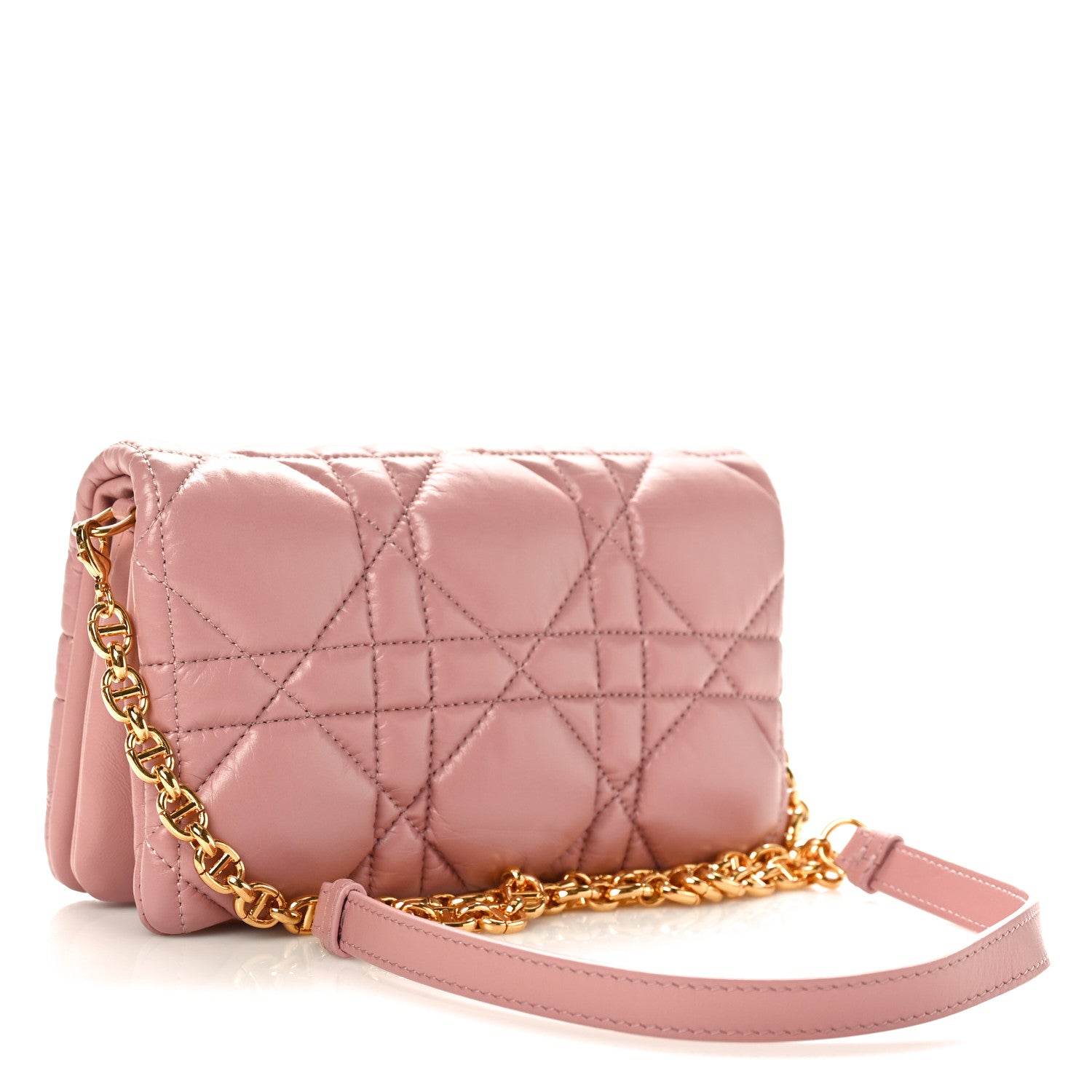 Christian Dior Calfskin Macrocannage Mini Caro Bag Rose De Vents 3 of 9