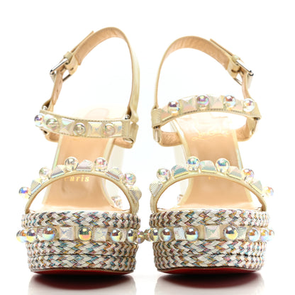 Christian Louboutin Glitter Luminor Cataclou 120 Platform Sandals 38 Off White 2 of 11