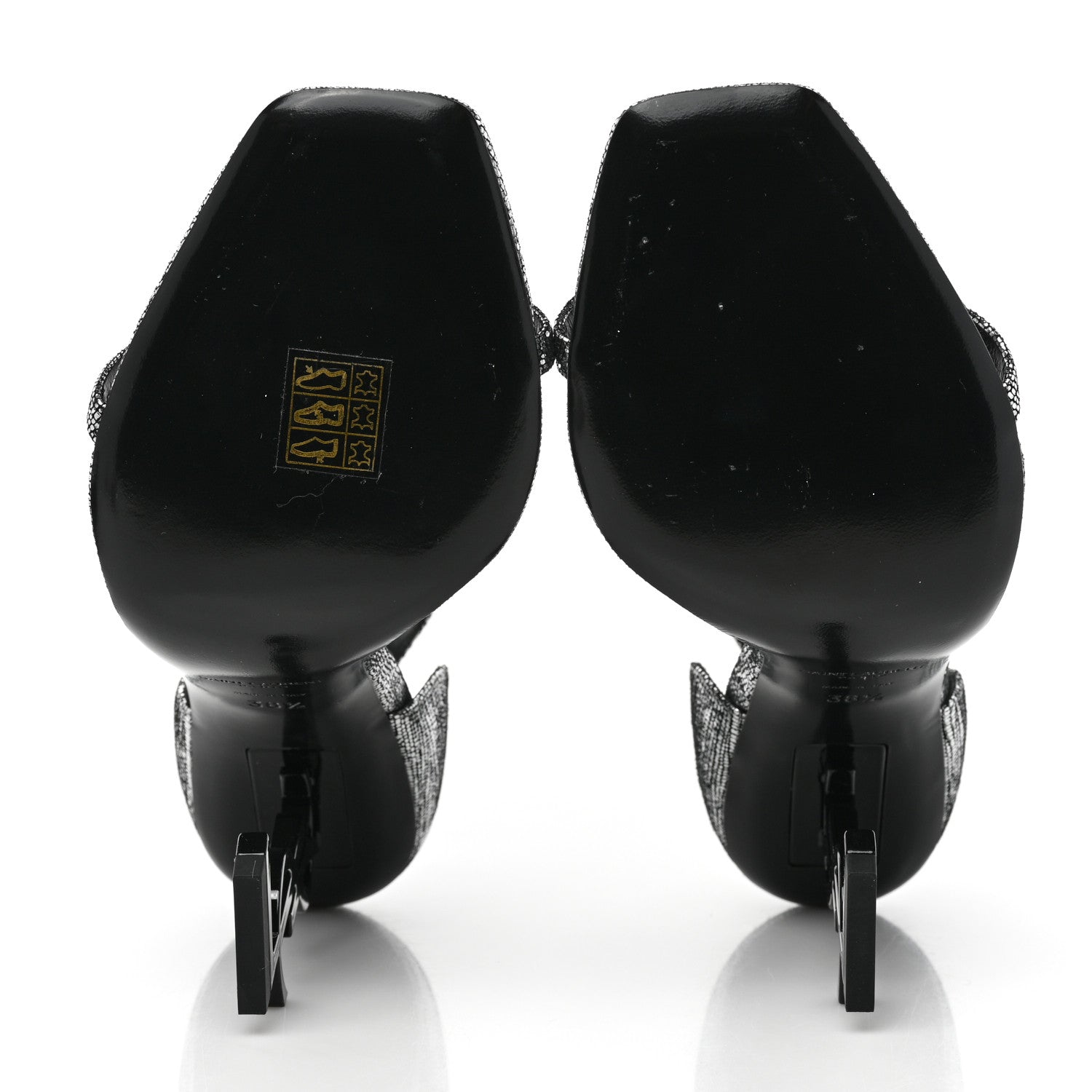 Saint Laurent Metallic Calfskin Opyum 110 Sandals 38.5 Argento 5 of 7