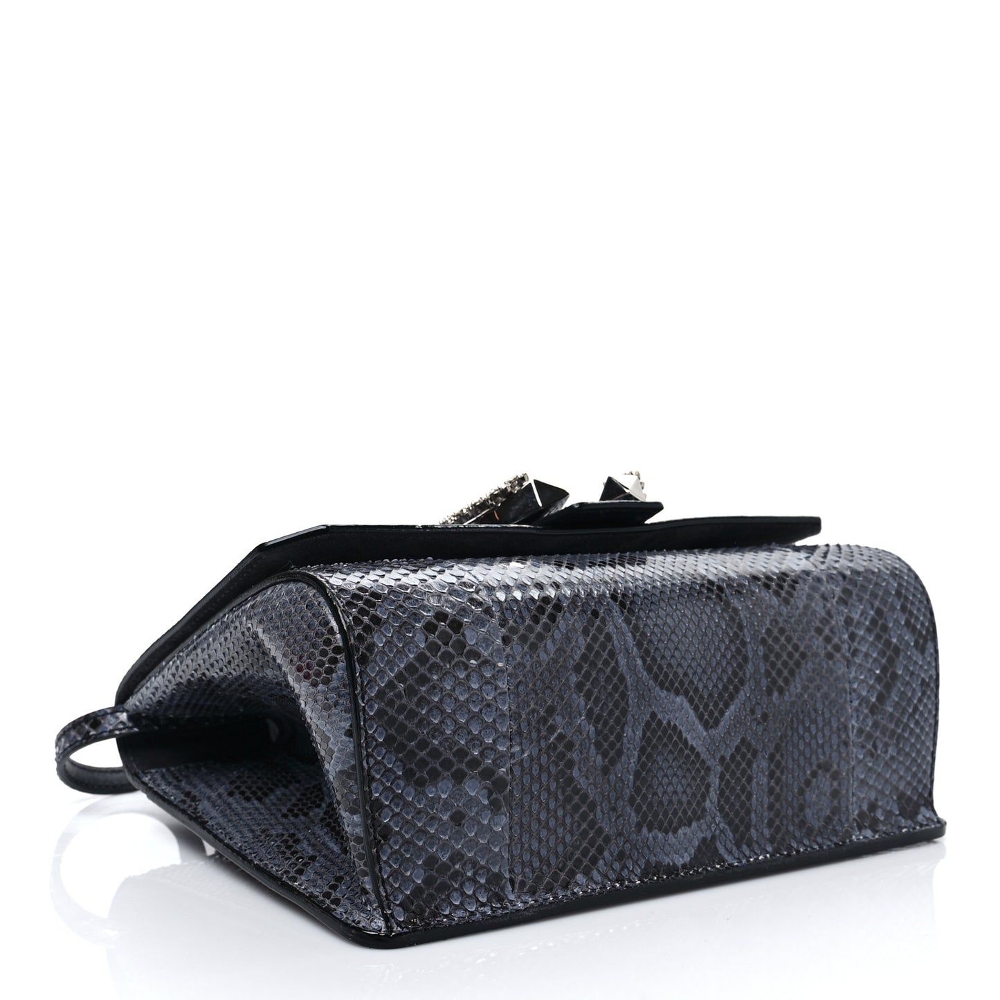 Snakeskin Crystal Madeline Top Handle Denim Blue