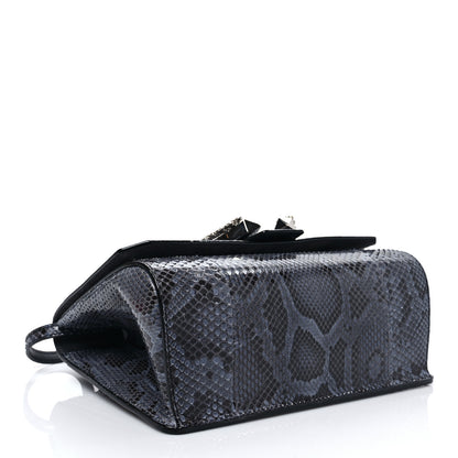 Jimmy Choo Snakeskin Crystal Madeline Top Handle Denim Blue 3 of 9