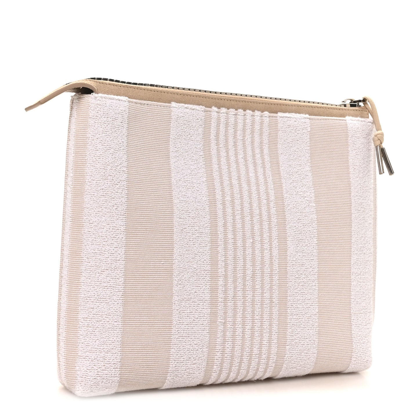 Canvas Terry Striped Travel Pouch Ivory