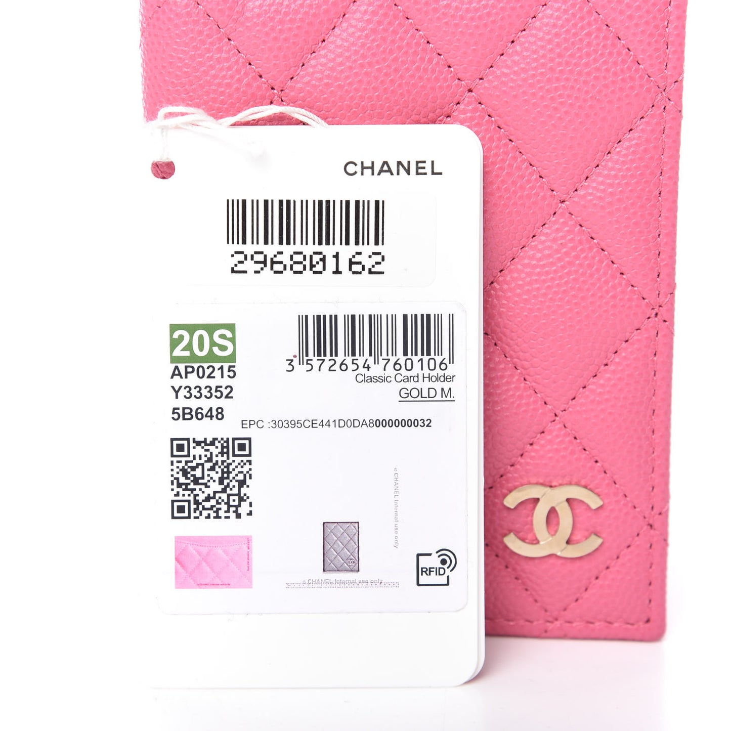 Caviar Quilted Card Holder Wallet Pink