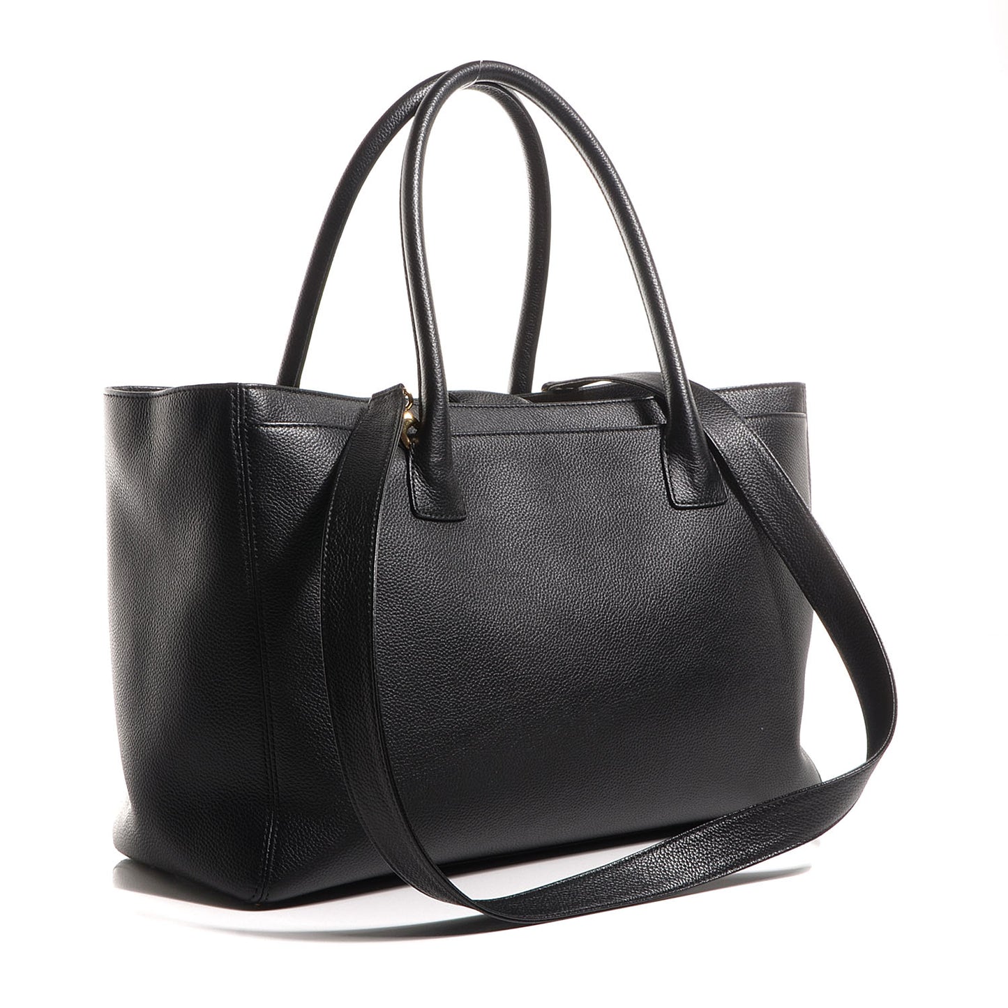 Calfskin Cerf Executive Shopper Tote Black