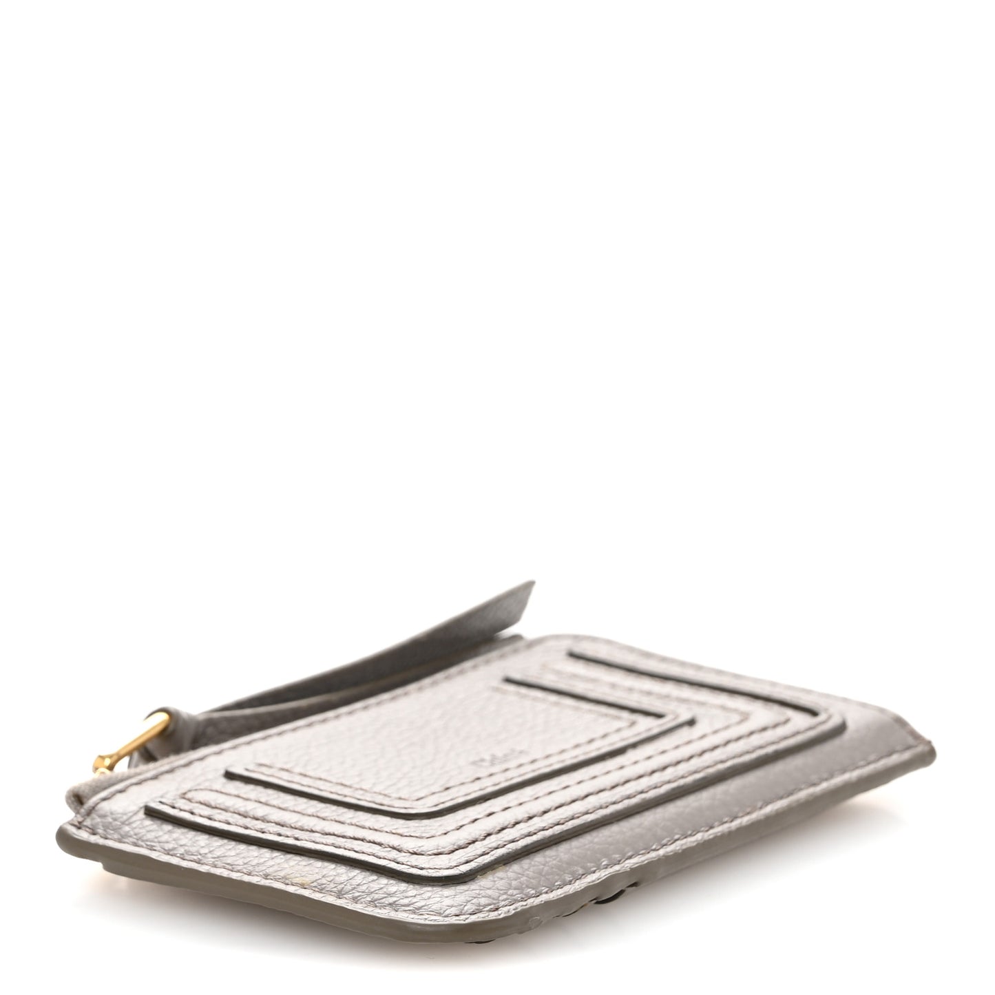 Grained Calfskin Medium Marcie Zip Card Holder Cashmere Grey