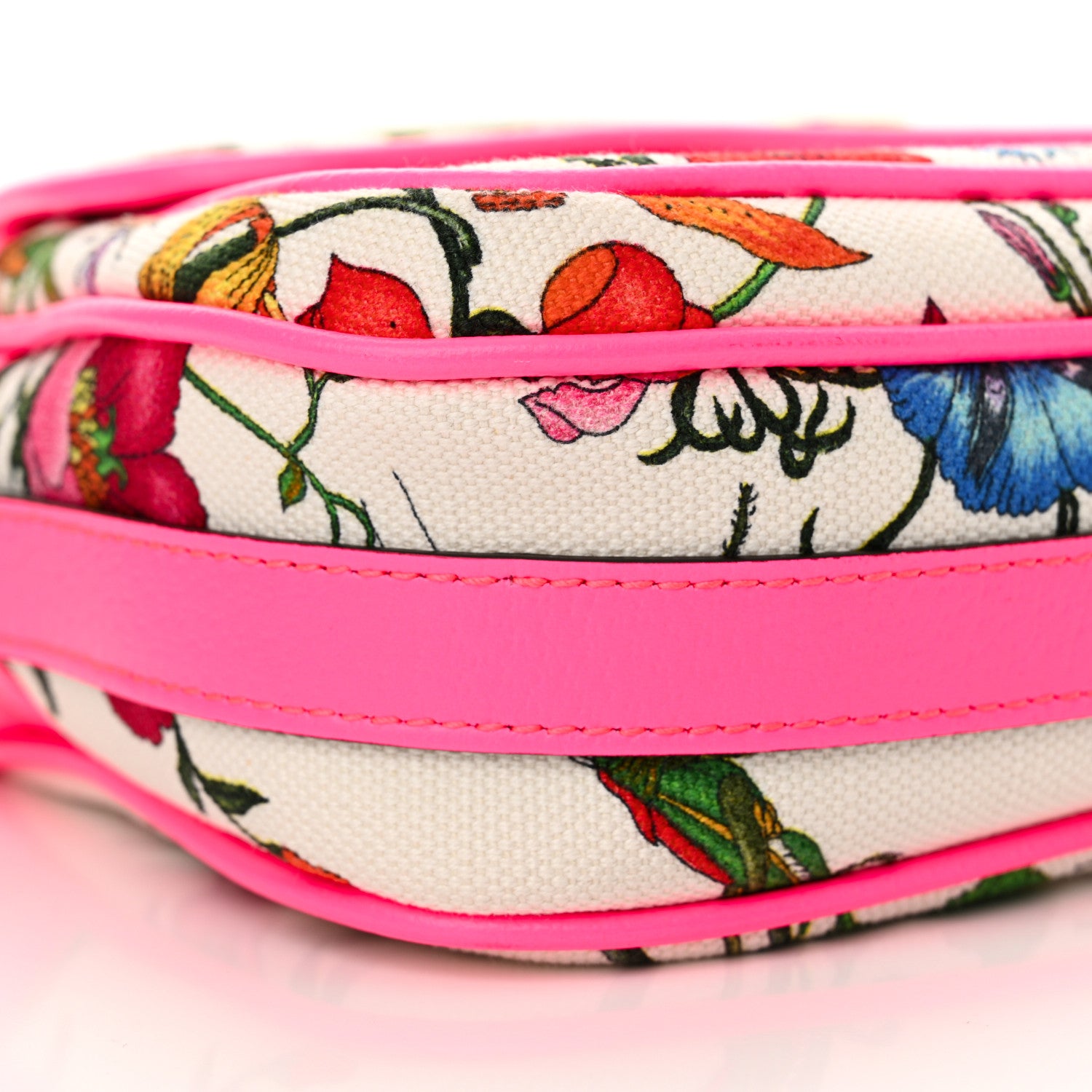 Gucci Canvas Flora Floral Shoulder Bag White Fuchsia Fluo 9 of 10