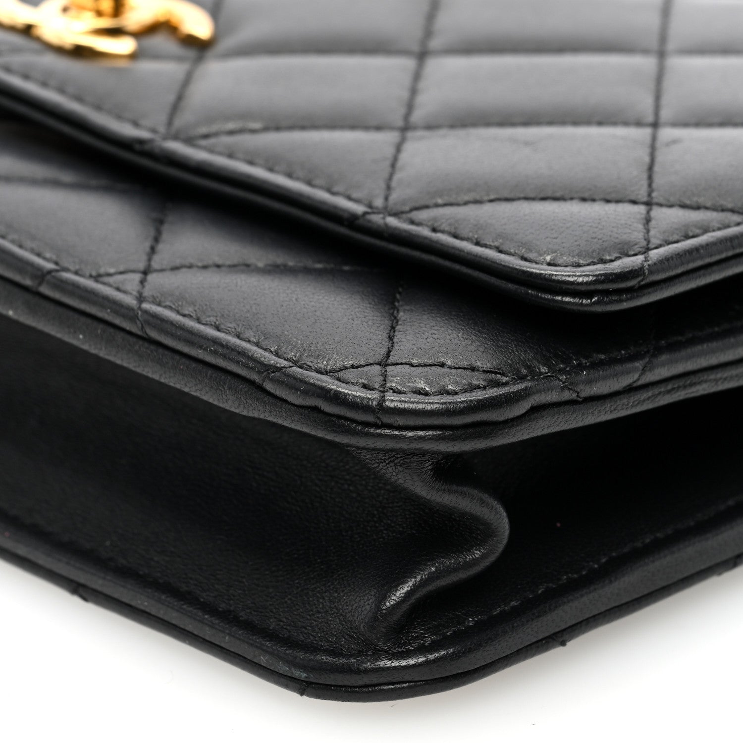 Chanel Shiny Nappa Quilted Mini Metal Wood Top Handle Flap Black 10 of 10