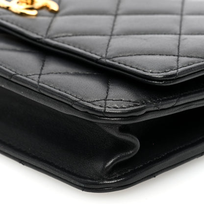 Chanel Shiny Nappa Quilted Mini Metal Wood Top Handle Flap Black 10 of 10