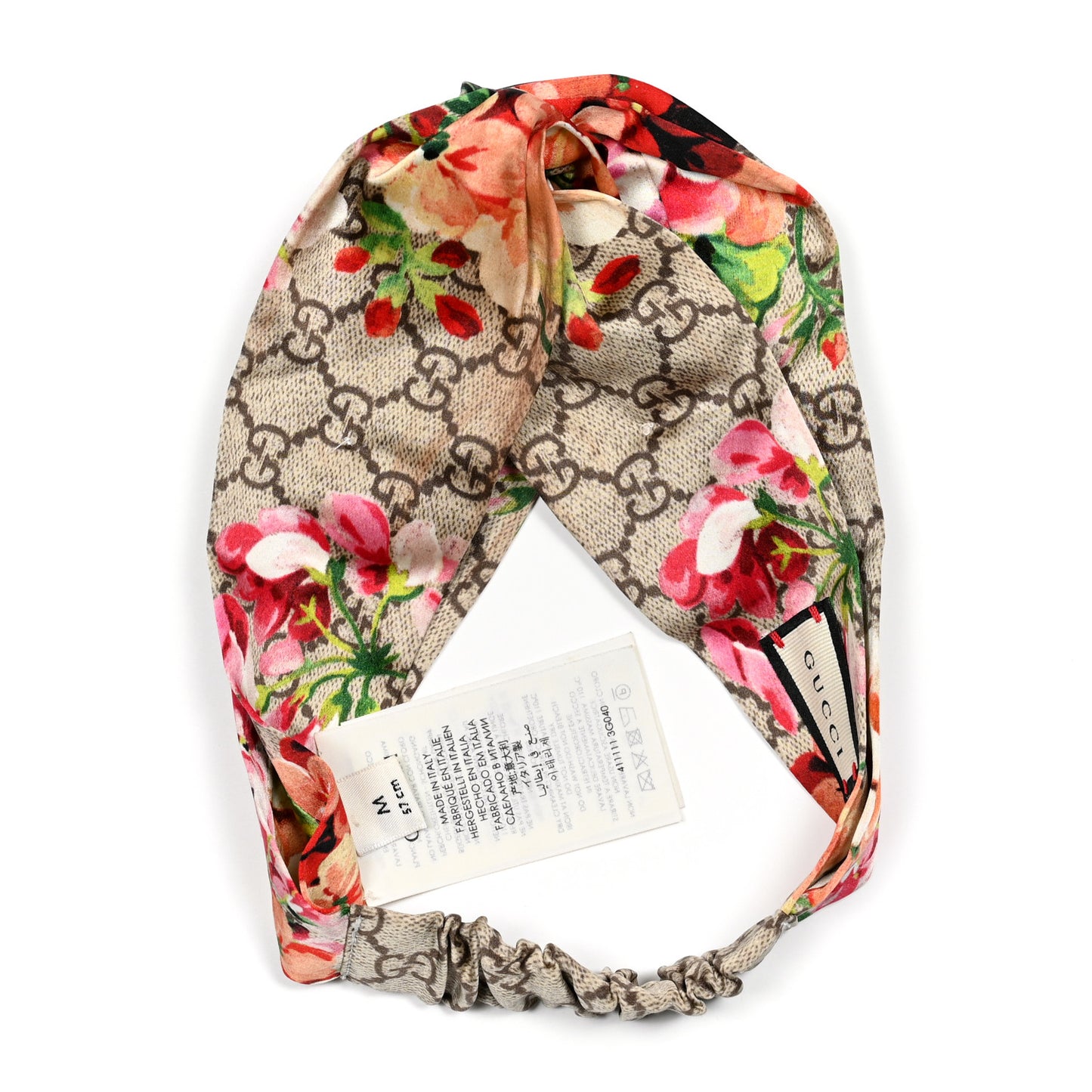 Silk Monogram Blooms Print Headband M Antique Rose