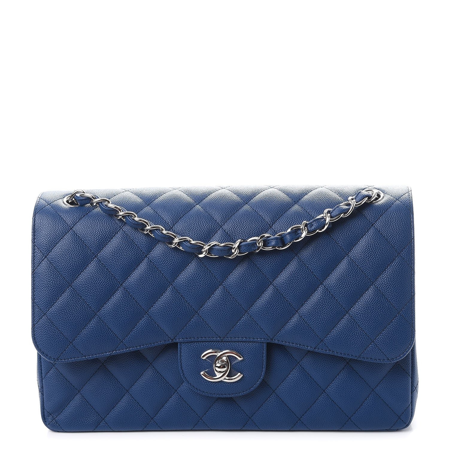 Chanel Caviar Quilted Jumbo Double Flap Dark Blue 1 of 8