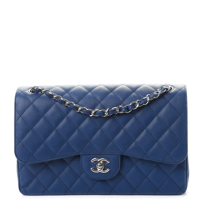Chanel Caviar Quilted Jumbo Double Flap Dark Blue 1 of 8