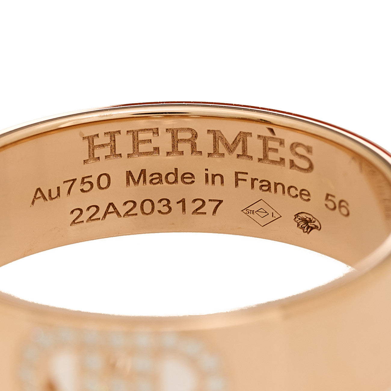 18K Rose Gold Diamond PM H D'Ancre Ring 56 7.5