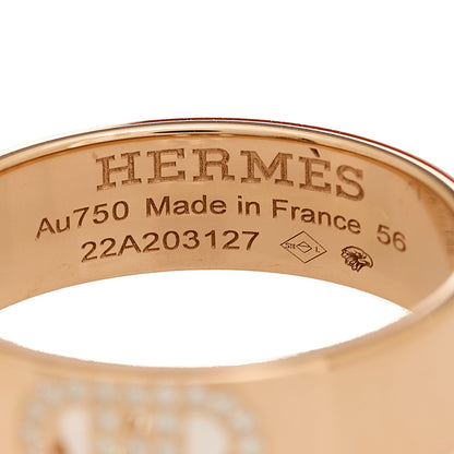 Hermes 18K Rose Gold Diamond PM H D'Ancre Ring 56 7.5 4 of 5