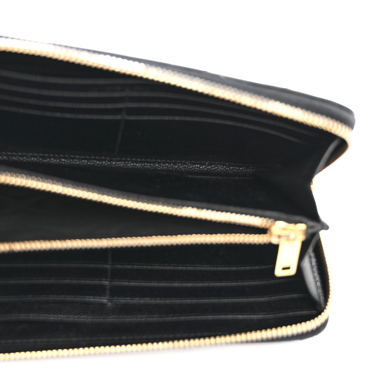 Saint Laurent Grain De Poudre Matelasse Chevron Monogram Zip Around Wallet Black 4 of 11