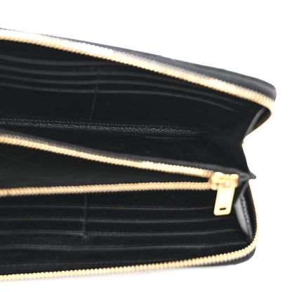 Saint Laurent Grain De Poudre Matelasse Chevron Monogram Zip Around Wallet Black 4 of 11