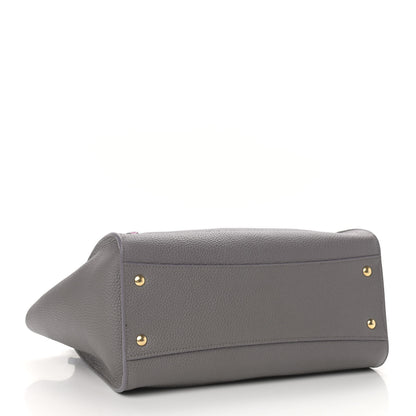 Salvatore Ferragamo Hammered Calfskin Double Handle Medium Amy Tote Grey 4 of 10