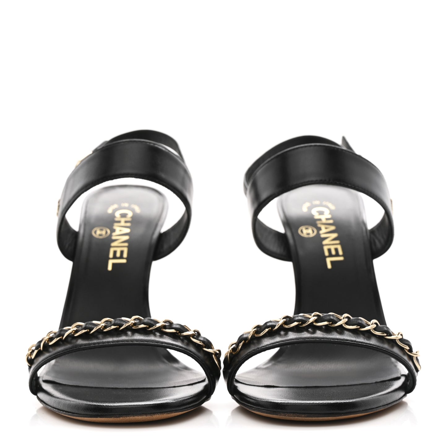 Lambskin Chain Sandals 38.5 Black