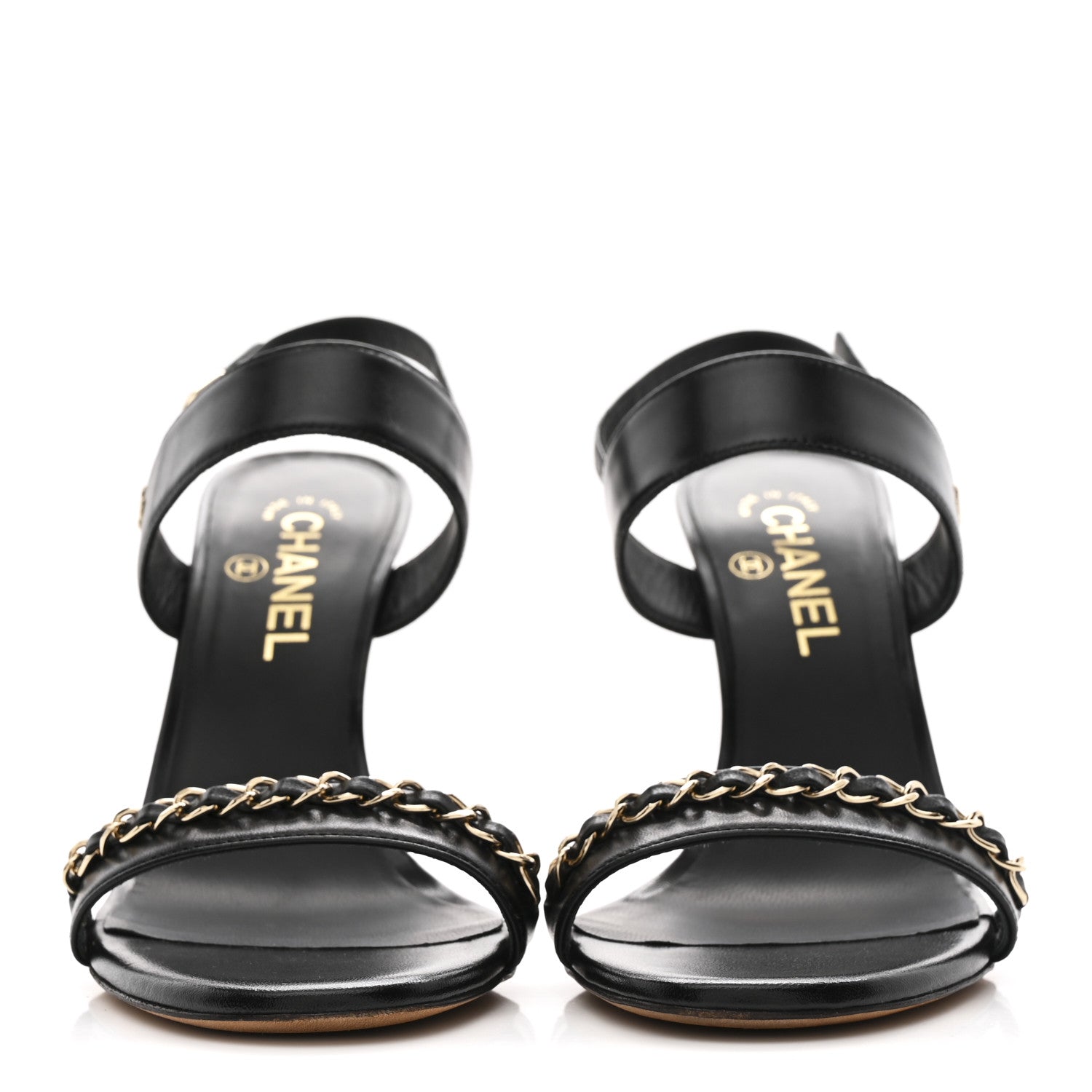 Chanel Lambskin Chain Sandals 38.5 Black 3 of 11