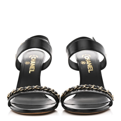 Chanel Lambskin Chain Sandals 38.5 Black 3 of 11