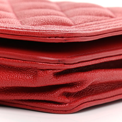 Chanel Caviar Quilted Boy Wallet On Chain WOC Red 20 of 23