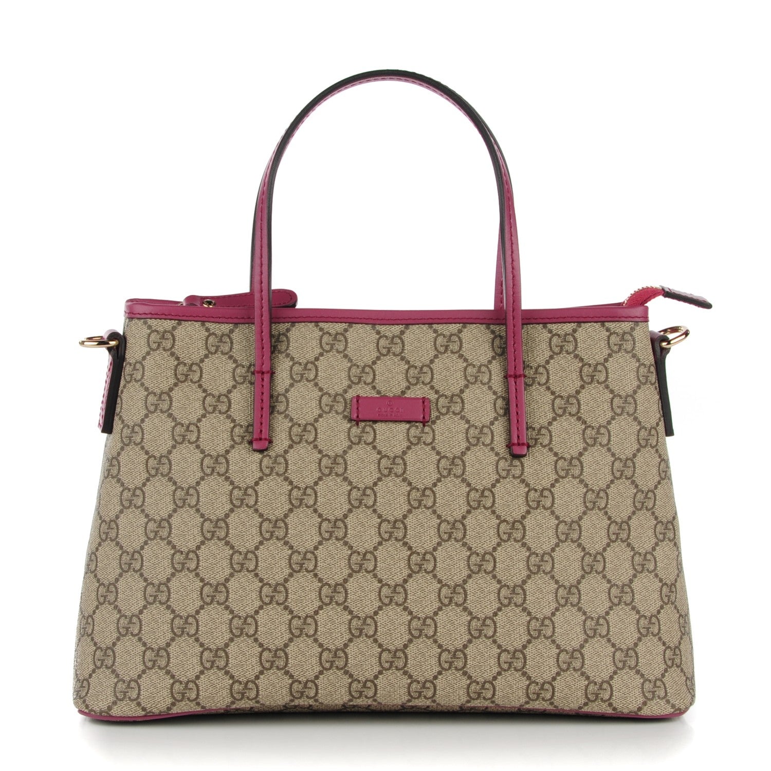 Gucci GG Supreme Monogram Small Zippered Tote Beige New Rosette 1 of 7