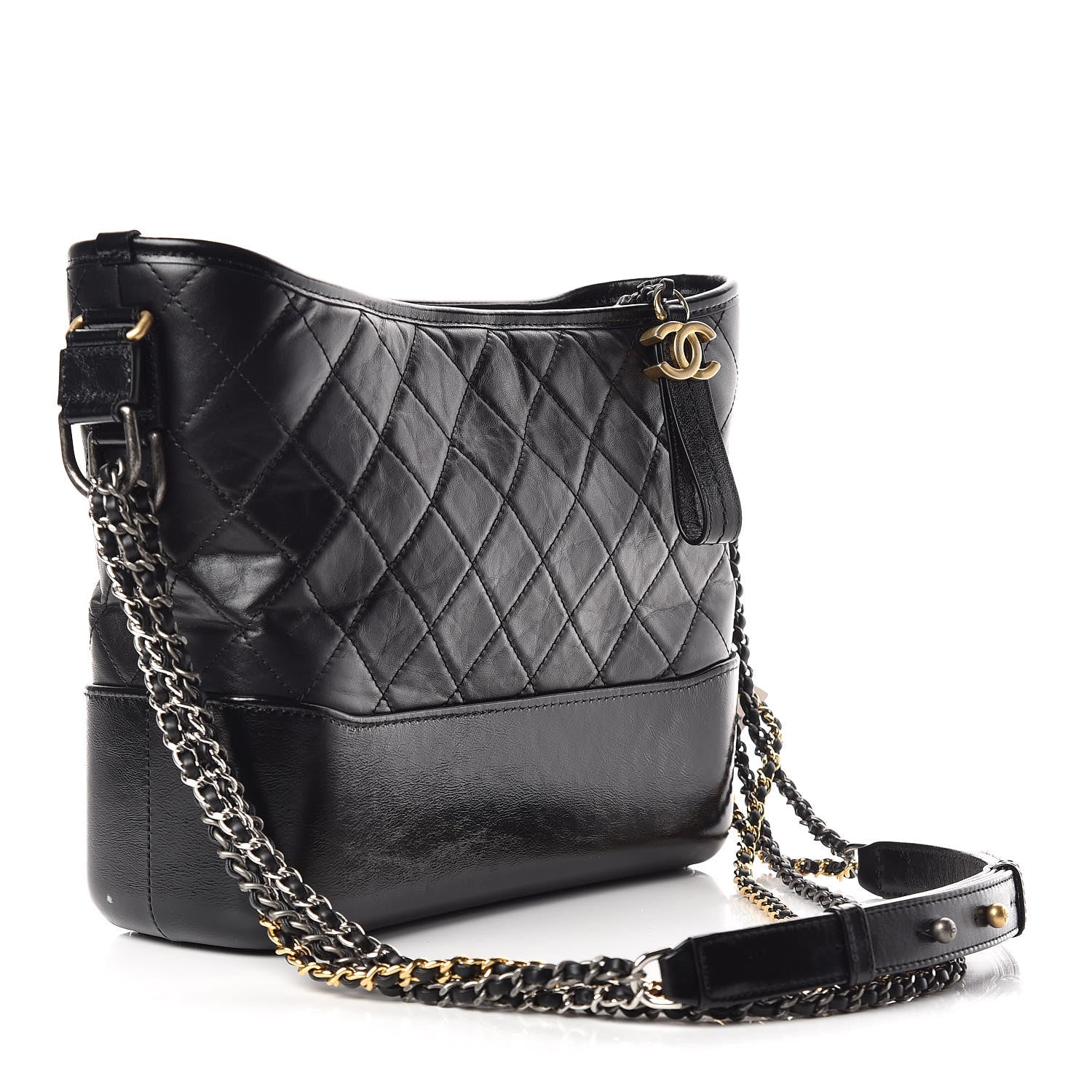 Chanel Aged Calfskin Quilted Medium Gabrielle Hobo Black 3 of 13