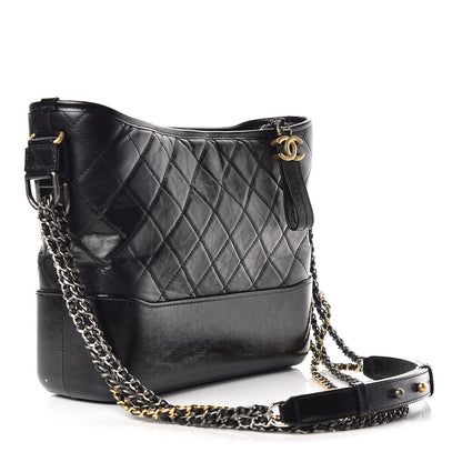 Chanel Aged Calfskin Quilted Medium Gabrielle Hobo Black 3 of 13