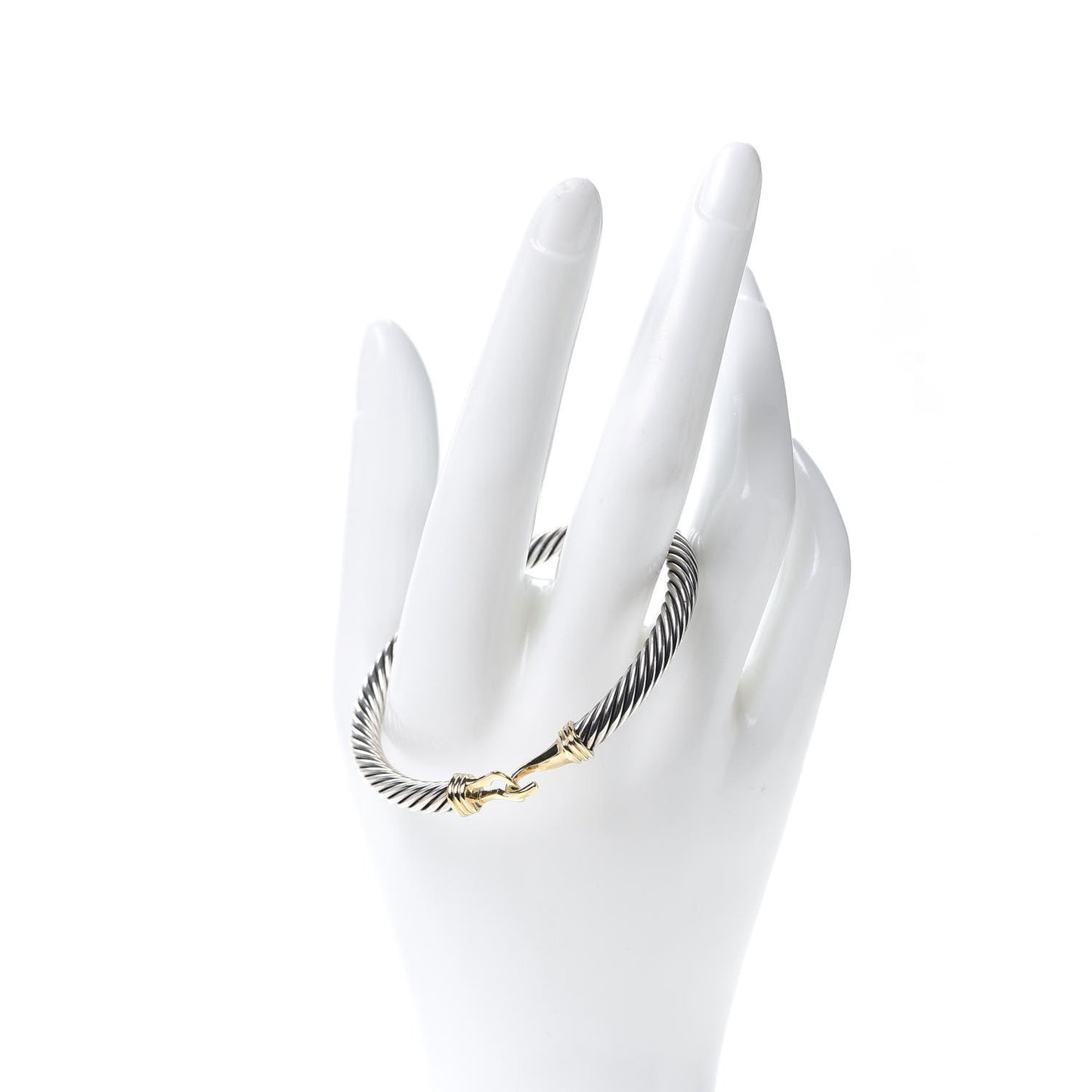 Sterling Silver 14K Yellow Gold 5mm Cable Classic Buckle Bracelet