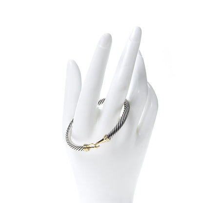 David Yurman Sterling Silver 14K Yellow Gold 5mm Cable Classic Buckle Bracelet 2 of 4
