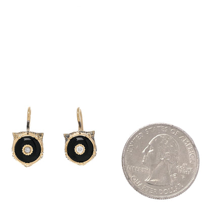 Gucci 18K Yellow Gold Diamond Black Onyx Le Marche Des Merveilles Feline Earrings 2 of 5