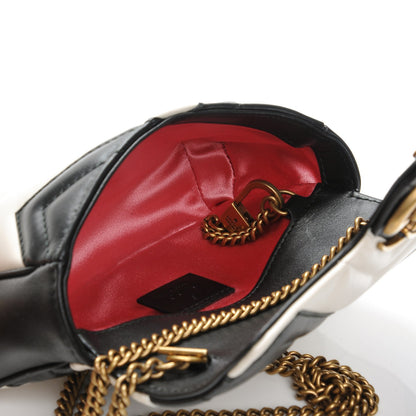 Gucci Calfskin Matelasse Super Mini GG Marmont Shoulder Bag Black White 12 of 13
